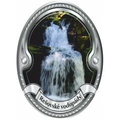 Štítek na hůl  barevný Rešovské vodopády - stříbrný