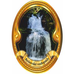 Štítek na hůl  barevný Rešovské vodopády - zlatý
