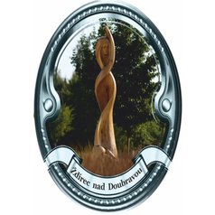 Štítek na hůl  barevný socha Doubravy - stříbrný