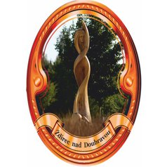 Štítek na hůl  barevný socha Doubravy - bronzový