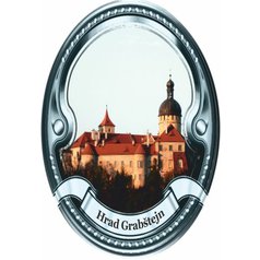 Štítek na hůl  barevný hrad Grabštejn - stříbrný