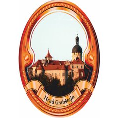 Štítek na hůl  barevný hrad Grabštejn - bronzový