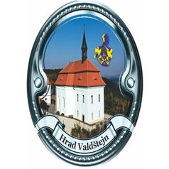 Štítek na hůl  barevný hrad Valdštejn - stříbrný