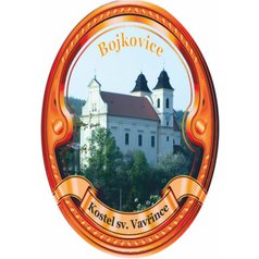 Štítek na hůl  barevný, Kostel sv. Vavřince Bojkovice - bronzový