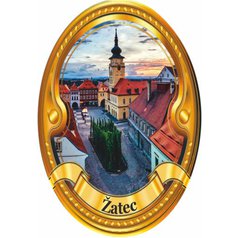 Štítek na hůl  barevný, Žatec - zlatý