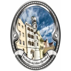 Štítek na hůl  barevný Mydlářovský dům Chrudim - stříbrný