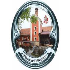 Štítek na hůl  barevný Pivovar Dětenice - stříbrný