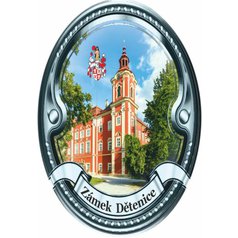 Štítek na hůl  barevný Zámek Dětenice - stříbrný