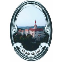 Štítek na hůl  barevný Zámek Náchod - stříbrný