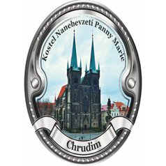Štítek na hůl  barevný Kostel Nanebevzetí Panny Marie Chrudim - stříbrný