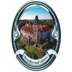 Štítek na hůl  barevný, Zámek Brandýs nad Labem, stříbrný