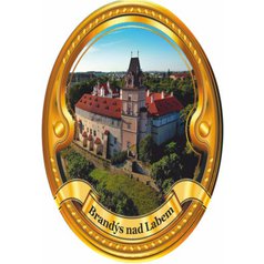 Štítek na hůl  barevný, Zámek Brandýs nad Labem, zlatý