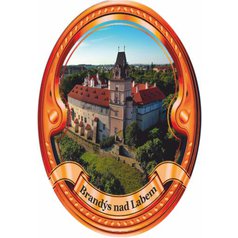 Štítek na hůl  barevný, Zámek Brandýs nad Labem, bronzový