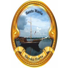 Štítek na hůl  barevný Slezská Harta, Santa Maria - zlatý