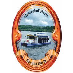Štítek na hůl  barevný Slezská Harta, Elektro loď Harta -  bronzový