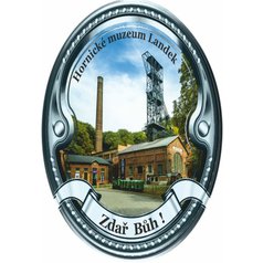 Štítek na hůl  barevný, Hornické muzeum Landek - stříbrný