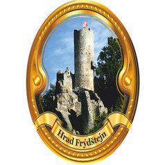 Štítek na hůl  barevný hrad Frýdštejn - zlatý