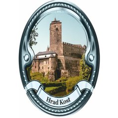 Štítek na hůl  barevný hrad Kost - stříbrný
