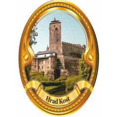 Štítek na hůl  barevný hrad Kost - zlatý