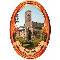 Štítek na hůl  barevný hrad Kost - bronzový