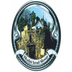 Štítek na hůl  barevný hrad Sloup - stříbrný