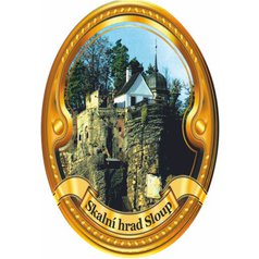 Štítek na hůl  barevný hrad Sloup - zlatý