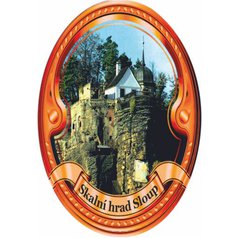 Štítek na hůl  barevný hrad Sloup - bronzový