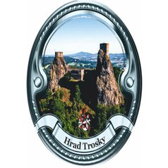Štítek na hůl  barevný hrad Trosky - stříbrný