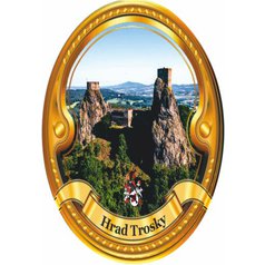 Štítek na hůl  barevný hrad Trosky - zlatý