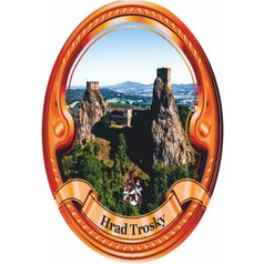 Štítek na hůl  barevný hrad Trosky - bronzový