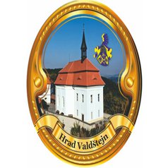 Štítek na hůl  barevný hrad Valdštejn - zlatý