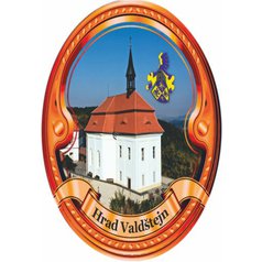Štítek na hůl  barevný hrad Valdštejn - bronzový