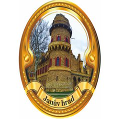 Štítek na hůl  barevný Janův hrad - zlatý