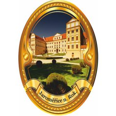Štítek na hůl,  zámek Jaroměřice nad Rokytnou - zlatý
