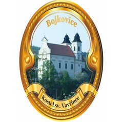 Štítek na hůl  barevný, Kostel sv. Vavřince Bojkovice - zlatý