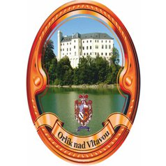 Štítek na hůl  barevný, zámek Orlík nad Vltavou - bronzový