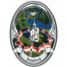 Štítek na hůl  barevný Zelená hora - stříbrný