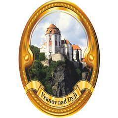 Štítek na hůl,  zámek Vranov nad Dyjí - zlatý