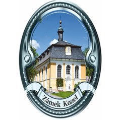 Štítek na hůl  barevný zámek Kozel - stříbrný