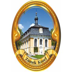 Štítek na hůl  barevný zámek Kozel - zlatý