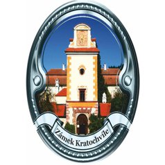 Štítek na hůl  barevný zámek Kratochvíle - stříbrný