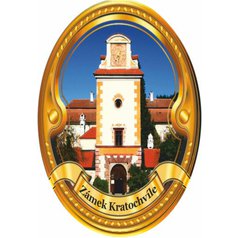 Štítek na hůl  barevný zámek Kratochvíle - zlatý