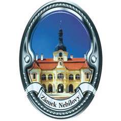 Štítek na hůl  barevný zámek Nebílovy - stříbrný