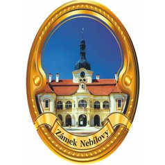 Štítek na hůl  barevný zámek Nebílovy - zlatý