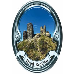 Štítek na hůl  barevný hrad Brníčko - stříbrný