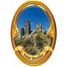 Štítek na hůl  barevný hrad Brníčko - zlatý