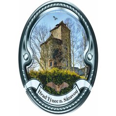 Štítek na hůl  barevný hrad Týnec nad Sázavou - stříbrný