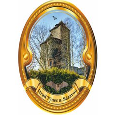 Štítek na hůl  barevný hrad Týnec nad Sázavou - zlatý
