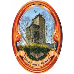 Štítek na hůl  barevný hrad Týnec nad Sázavou - bronzový