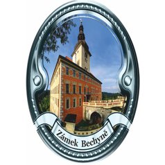 Štítek na hůl  barevný, Zámek Bechyně - stříbrný
